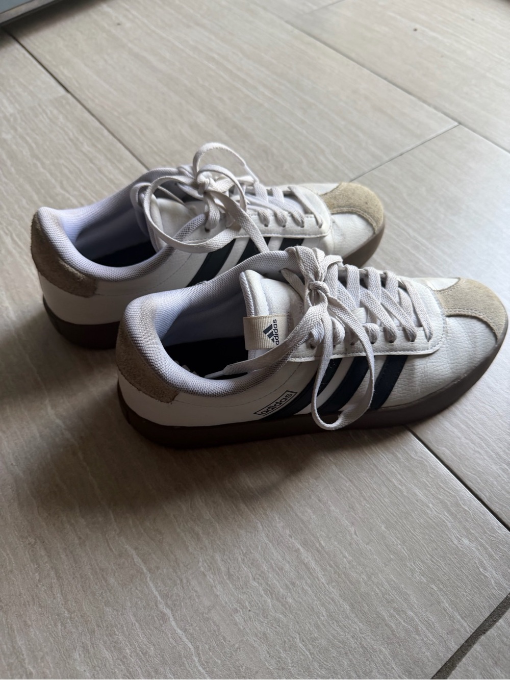 adidas White, Black & Tan Low-Profile Sneakers
